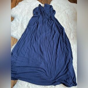 GAP Navy Maxi dress with Elastic Waistband adjustable neck and pockets